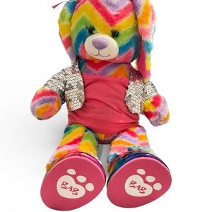 Build-A-Bear Rainbow Stuffed Animal with Pink Outfit